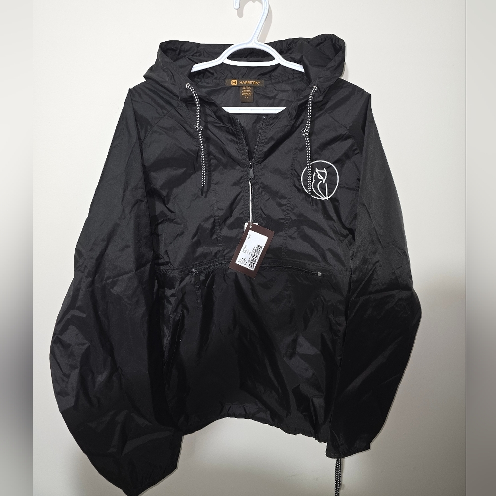 Harriton Black Windbreaker with Hood